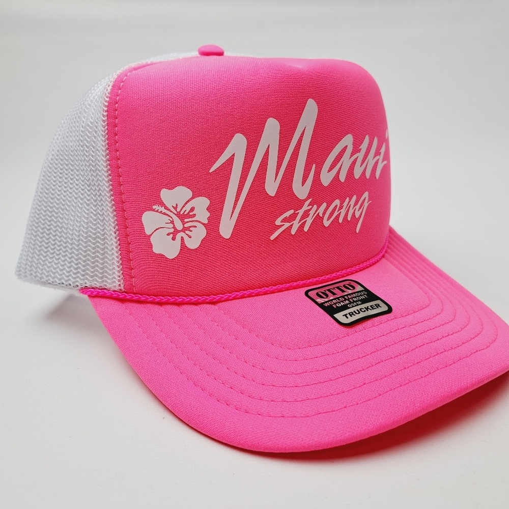Maui Strong Women's Foam Trucker Hat Cap Mesh Snapback Pink - Picture 3 of 4